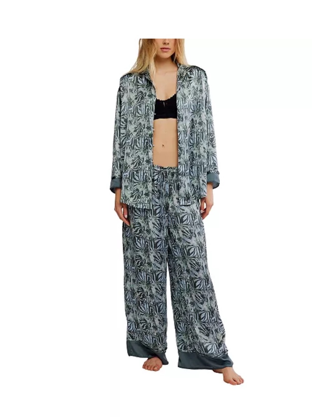 Free People Patterned Satin Pajama Set